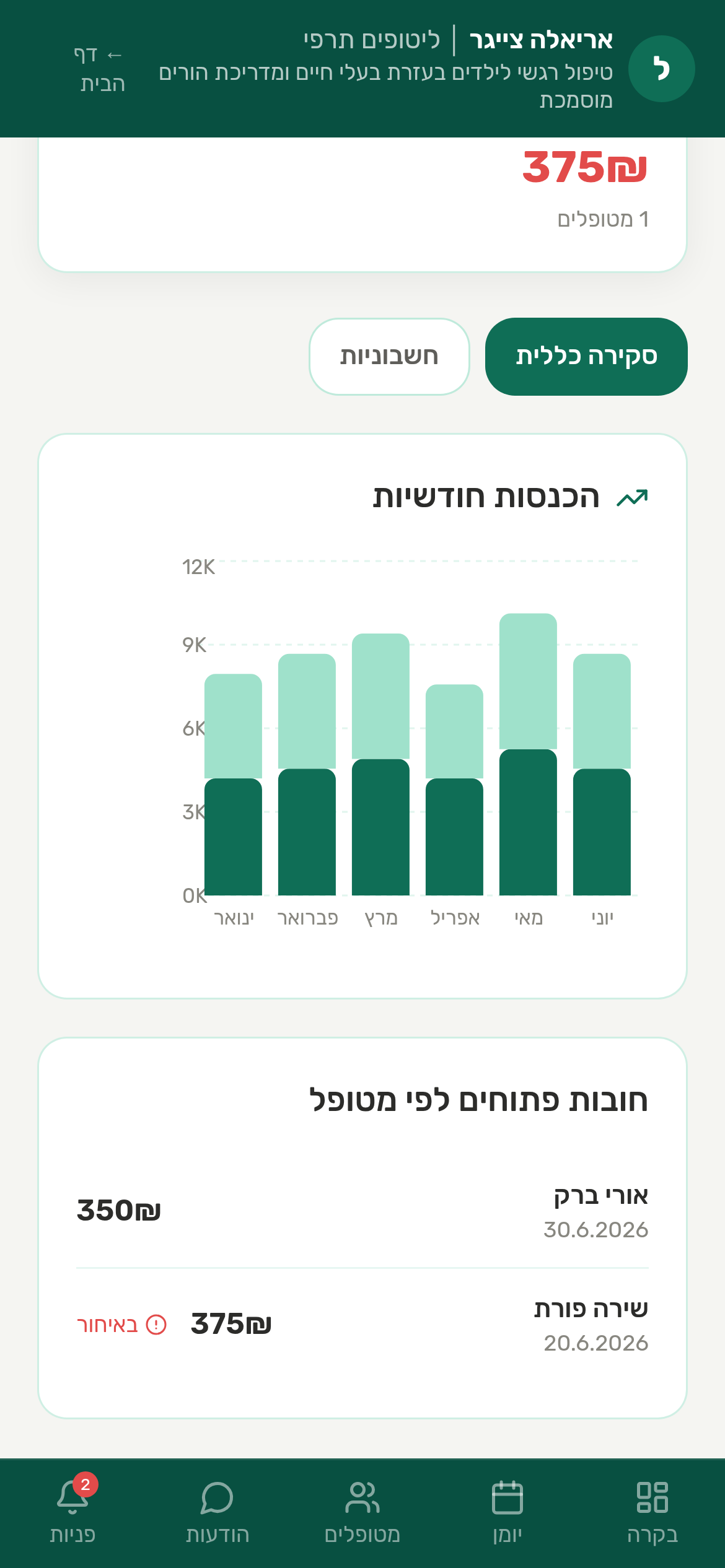 ליטופים תרפי - ניהול פיננסי במובייל - מסך עיצוב